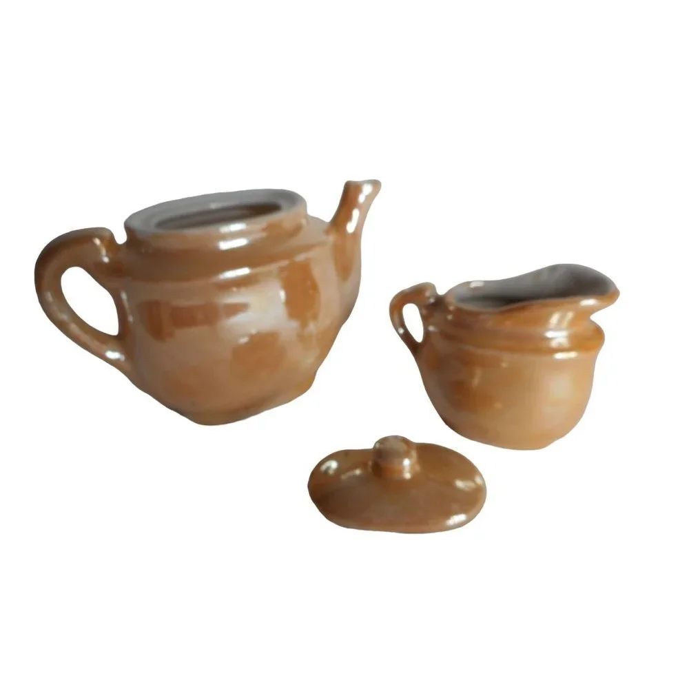 Vintage 10 piece Japan peach lusterware child's tea set with dragon - Picture 11 of 12